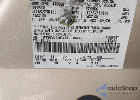 2000 Ford Super Duty F-250 Lariat/Xl/Xlt z USA, uszkodzony, nr VIN 1FTNW20F4YEE30441